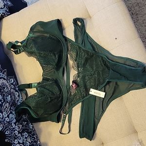 COPY - Dark Green Bra and Panty Set Plus Size 42DDD Bra and 2XL Panties Adore Me